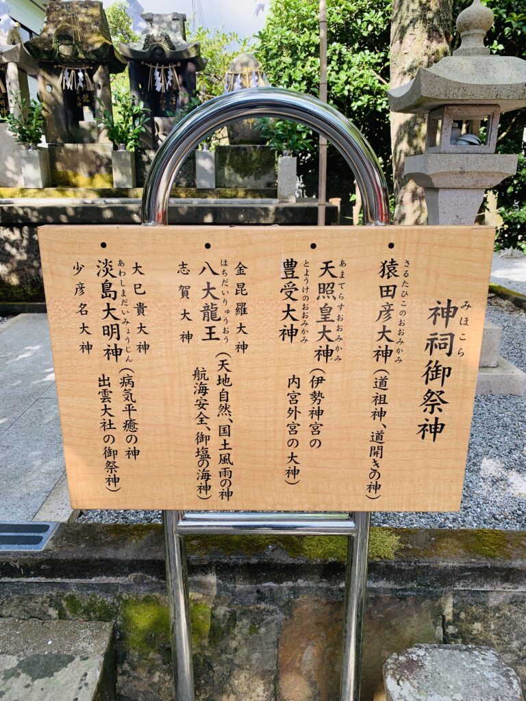 神様の名前が書いてある看板